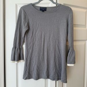 Duffield lane grey belle sleeve cashmere blend top
